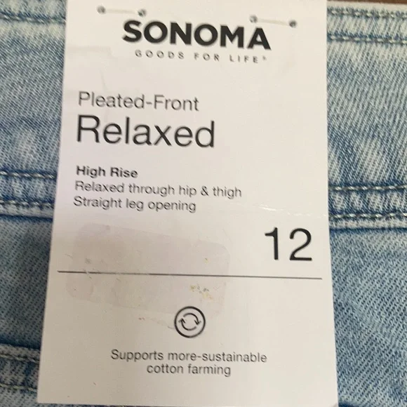 Sonoma jean pleated front relaxed high rise straight leg jean retro 12 16 18 - Picture 4 of 17